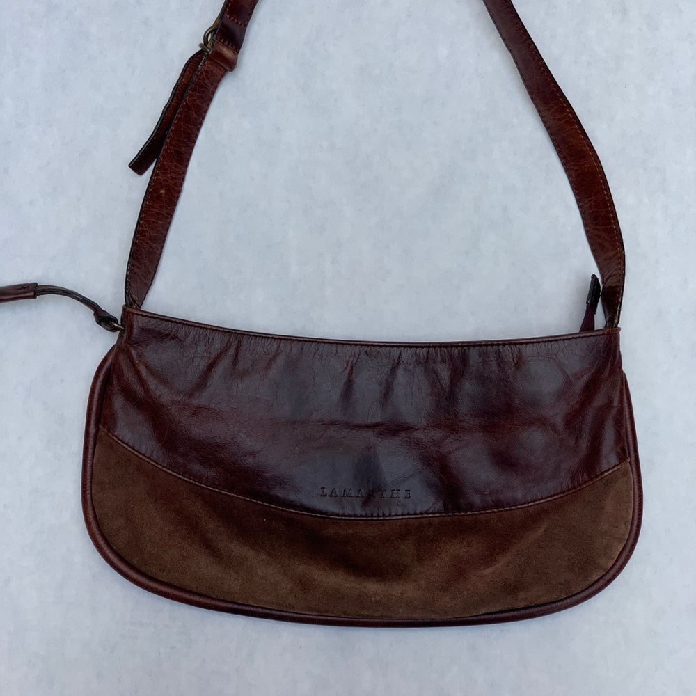 Lamarthe Paris leather/suede maroon shoulder bag